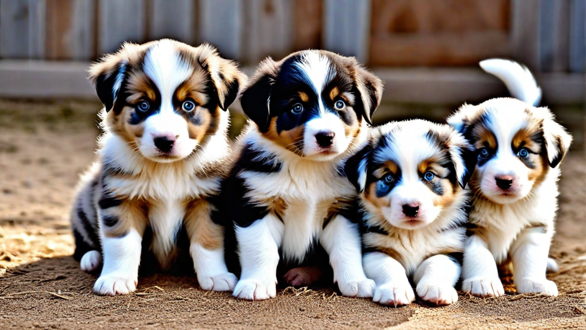 Feeding Time for Hungry Australian Shepherd Pups