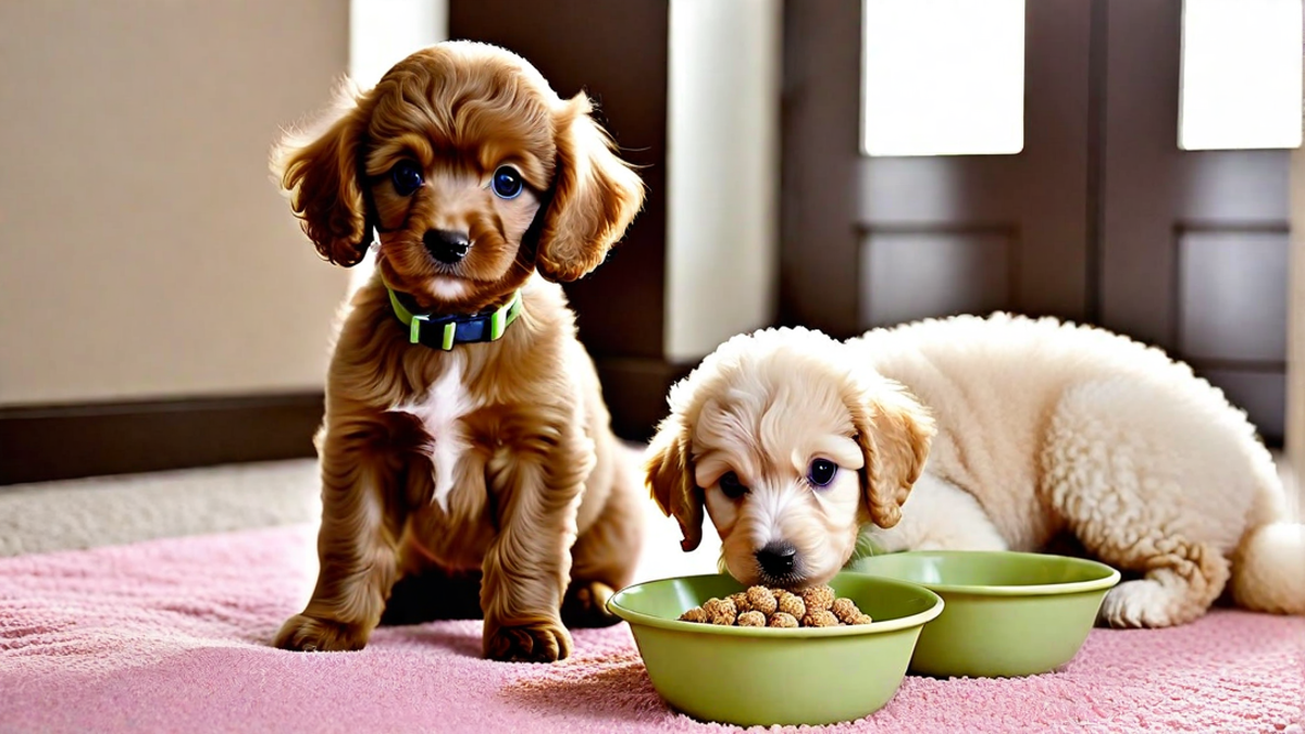 Feeding Time for Hungry Poodle Pups