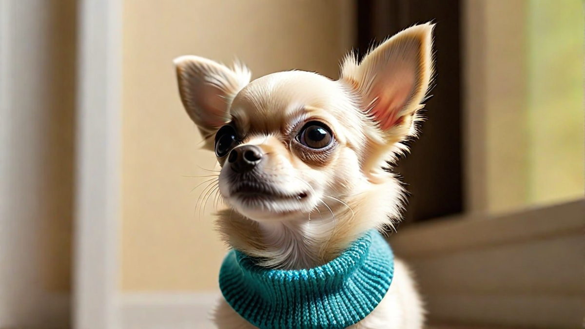 Fluffy Chihuahua Puppy in a Sweater