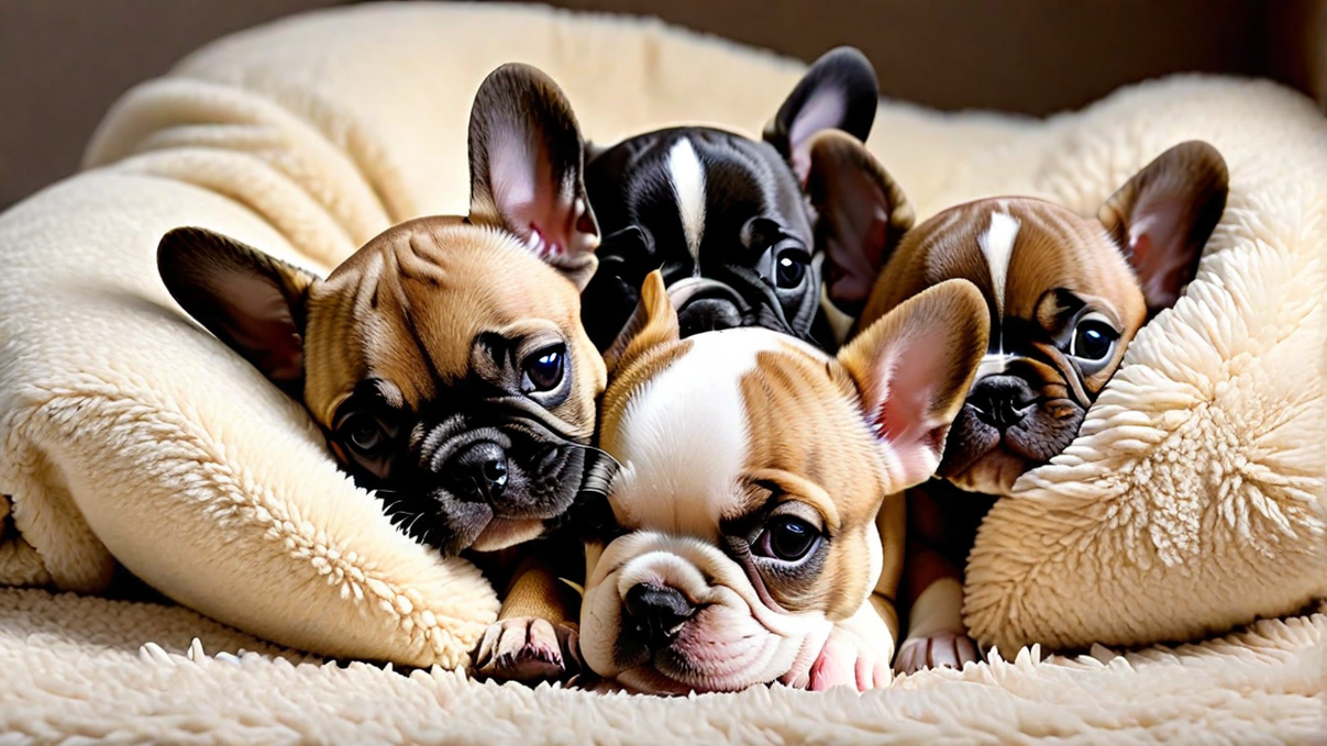 French Bulldog Puppies Snuggled Together