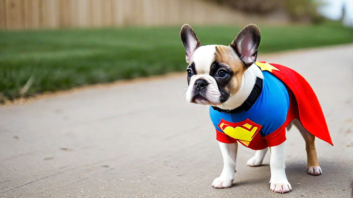 French Bulldog Puppy Dressed as a Superhero