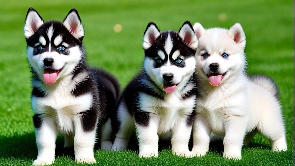 Funny Siberian Husky Puppies Making Faces