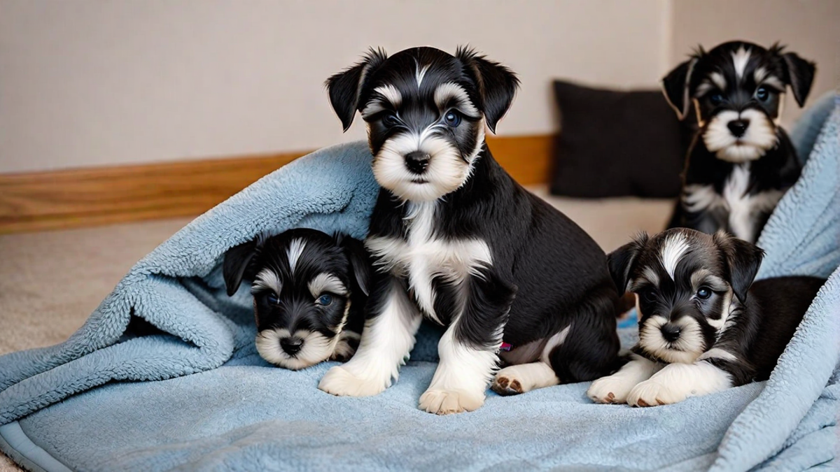 Getting Ready for Bed: Miniature Schnauzer Puppies