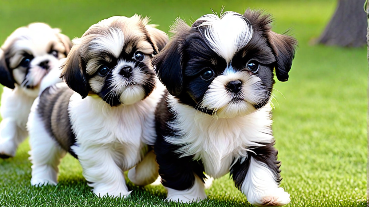 Group of Shih Tzu Puppies on a Playdate