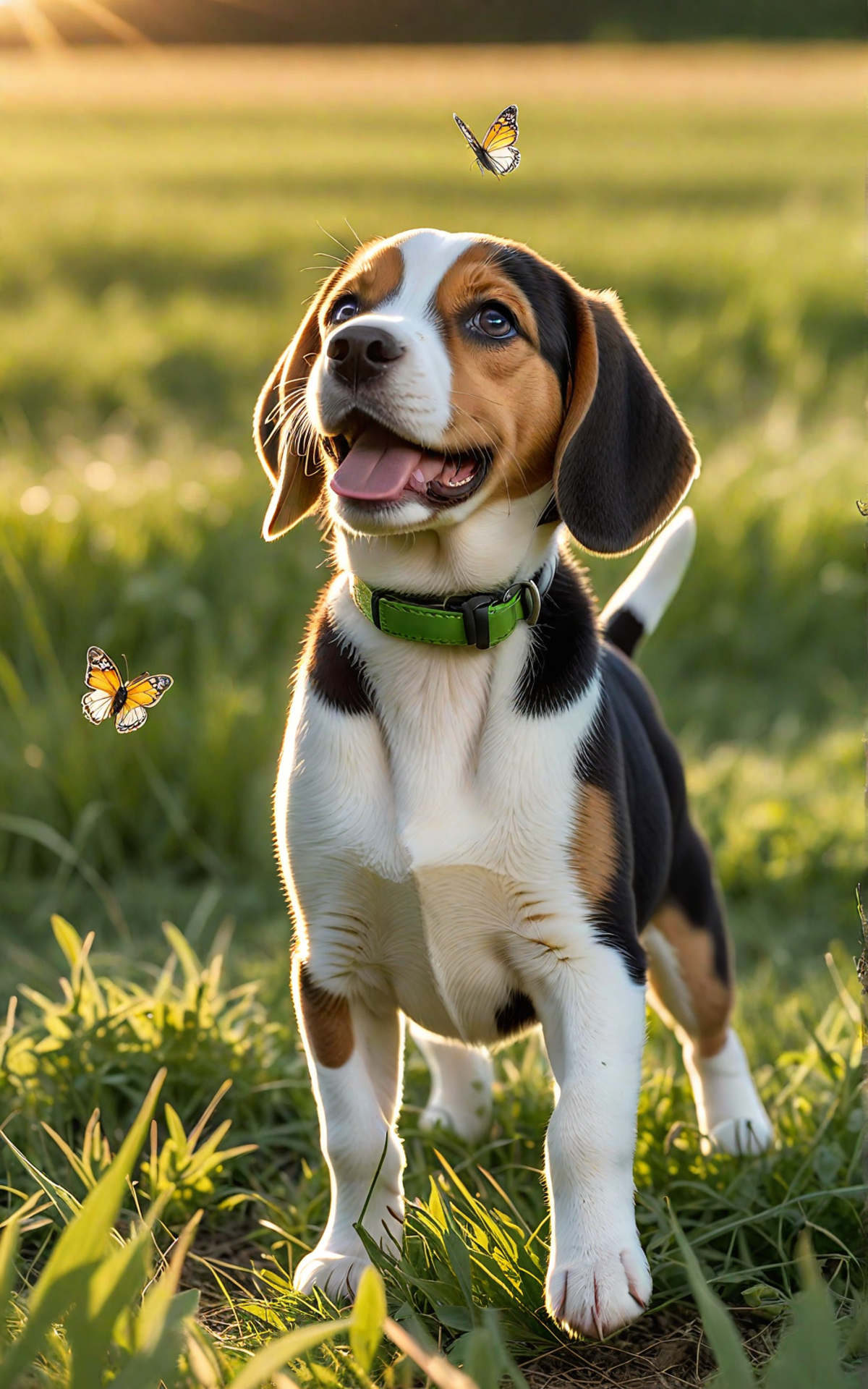 Happy Beagle Puppy on a Sunlit Field