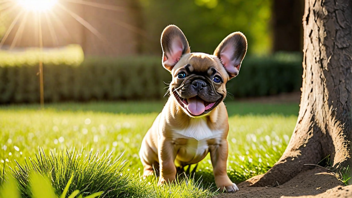 Laughing French Bulldog Puppy in the Sunshine