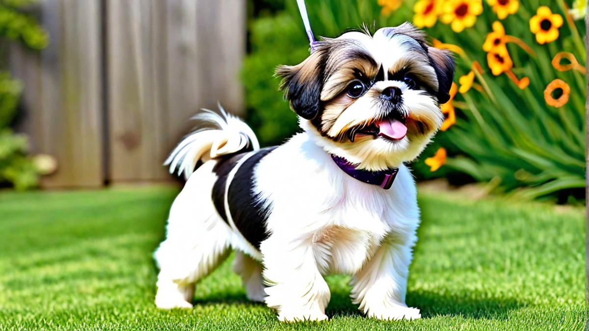 Lively Shih Tzu Puppy Running in the Yard