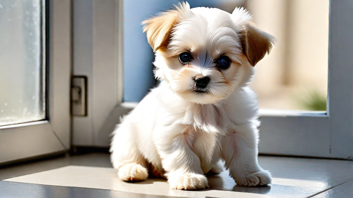 Loyal Maltese Puppy Watching Out the Window