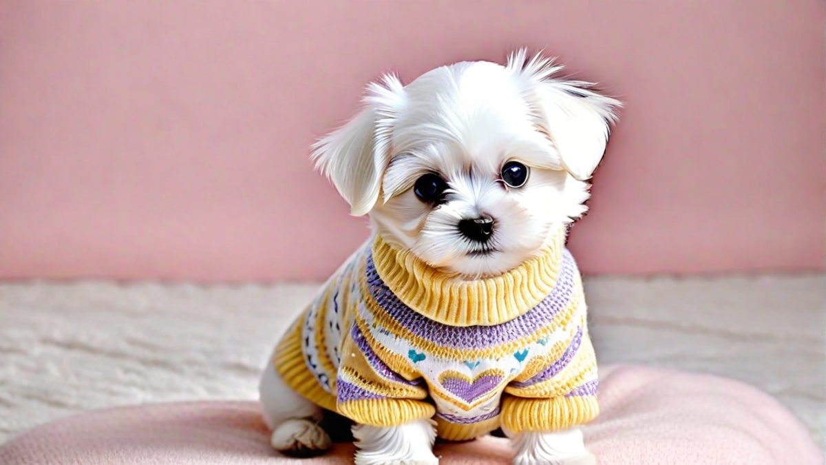 Maltese Puppy Dressed in a Tiny Sweater