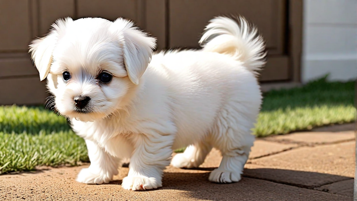 Maltese Puppy Learning to Walk