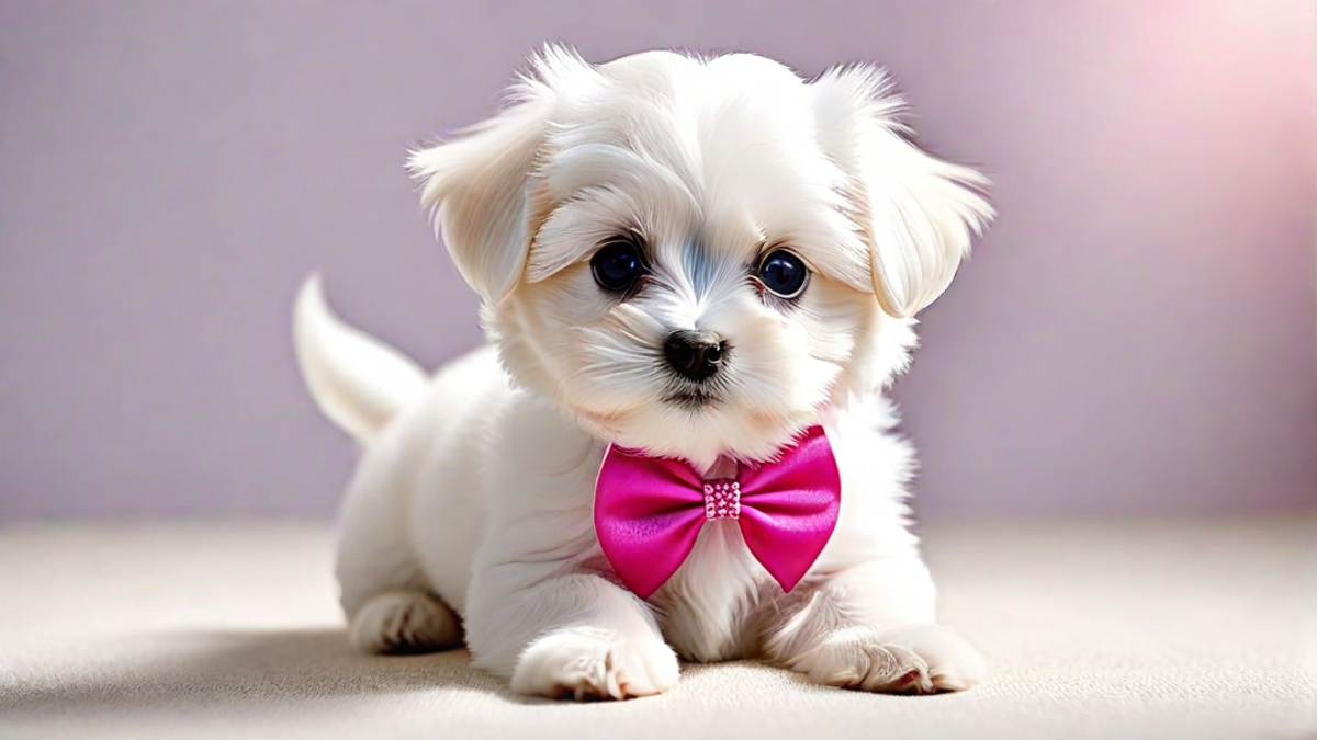 Maltese Puppy with a Cute Bow