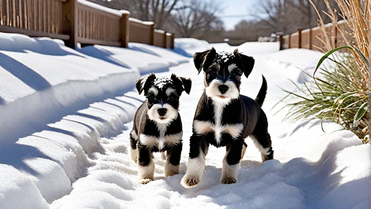 Miniature Schnauzer Puppies’ First Snow