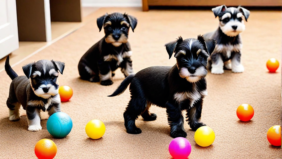 Miniature Schnauzer Puppies and Their Toy Collections