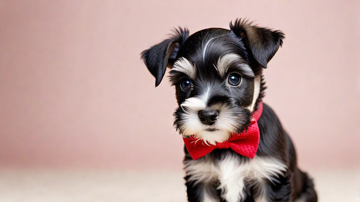 Miniature Schnauzer Puppy with a Big Bow