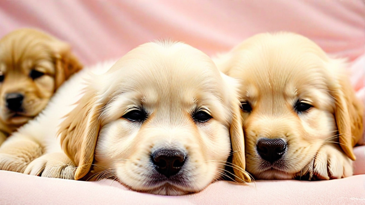 Newborn Golden Retriever Puppies Sleeping