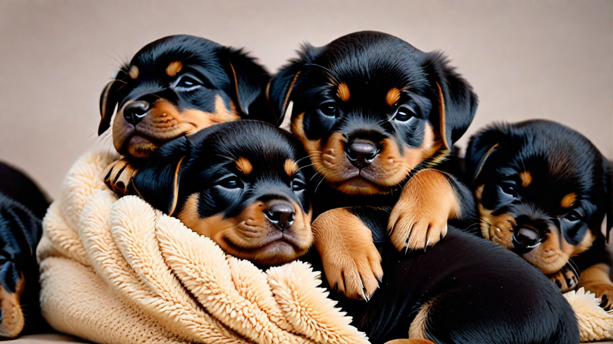 Newborn Rottweiler Puppies Sleeping Soundly