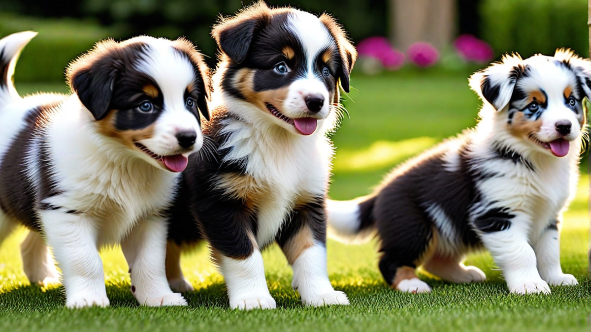 Playful Aussie Pups in the Backyard