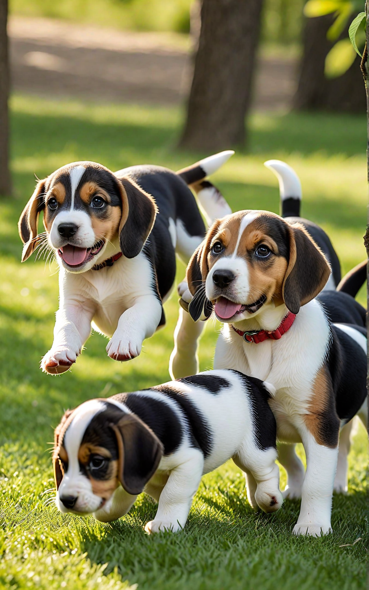 Playful Beagle Puppies in the Park