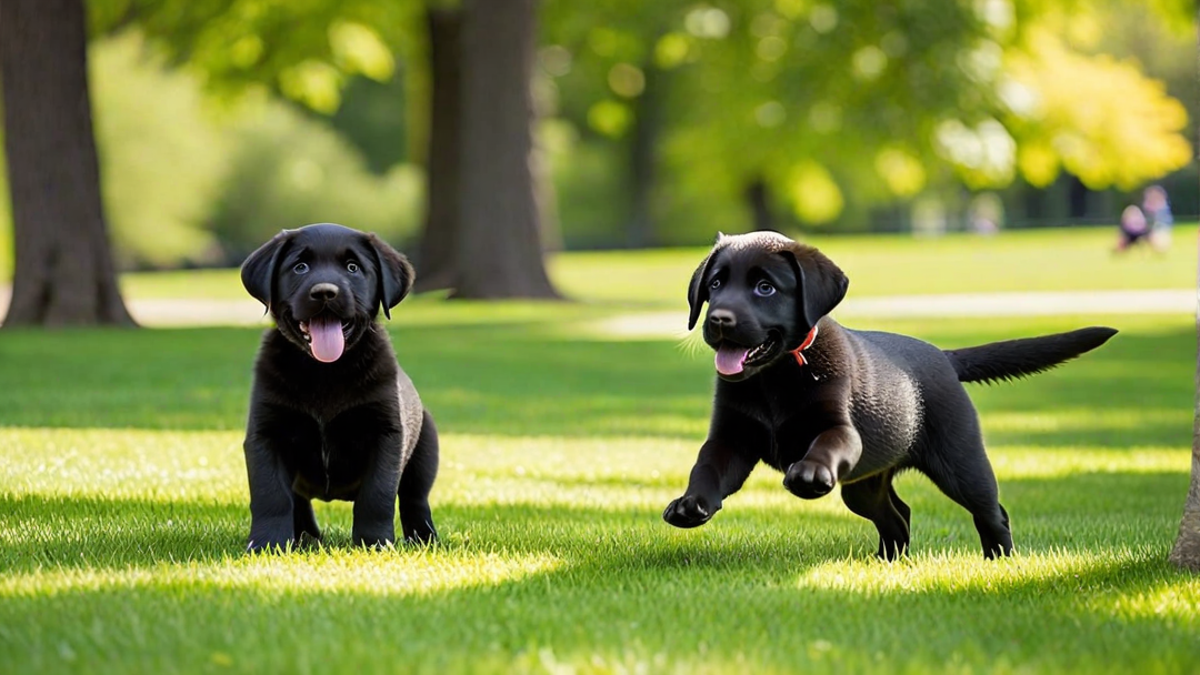 Playful Black Labrador Puppies in the Park