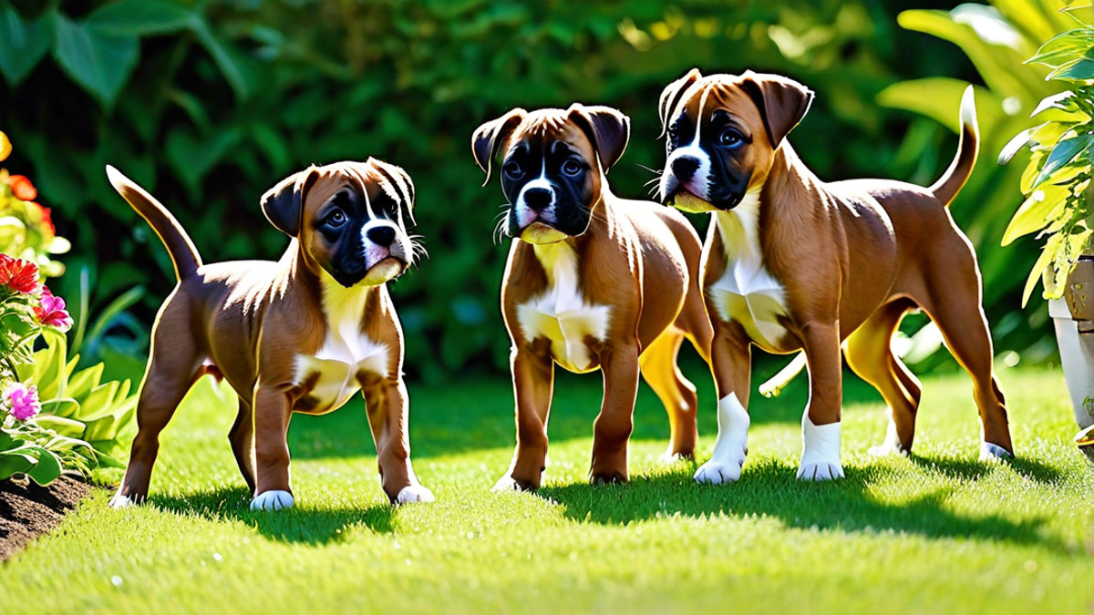 Playful Boxer Puppies in the Garden