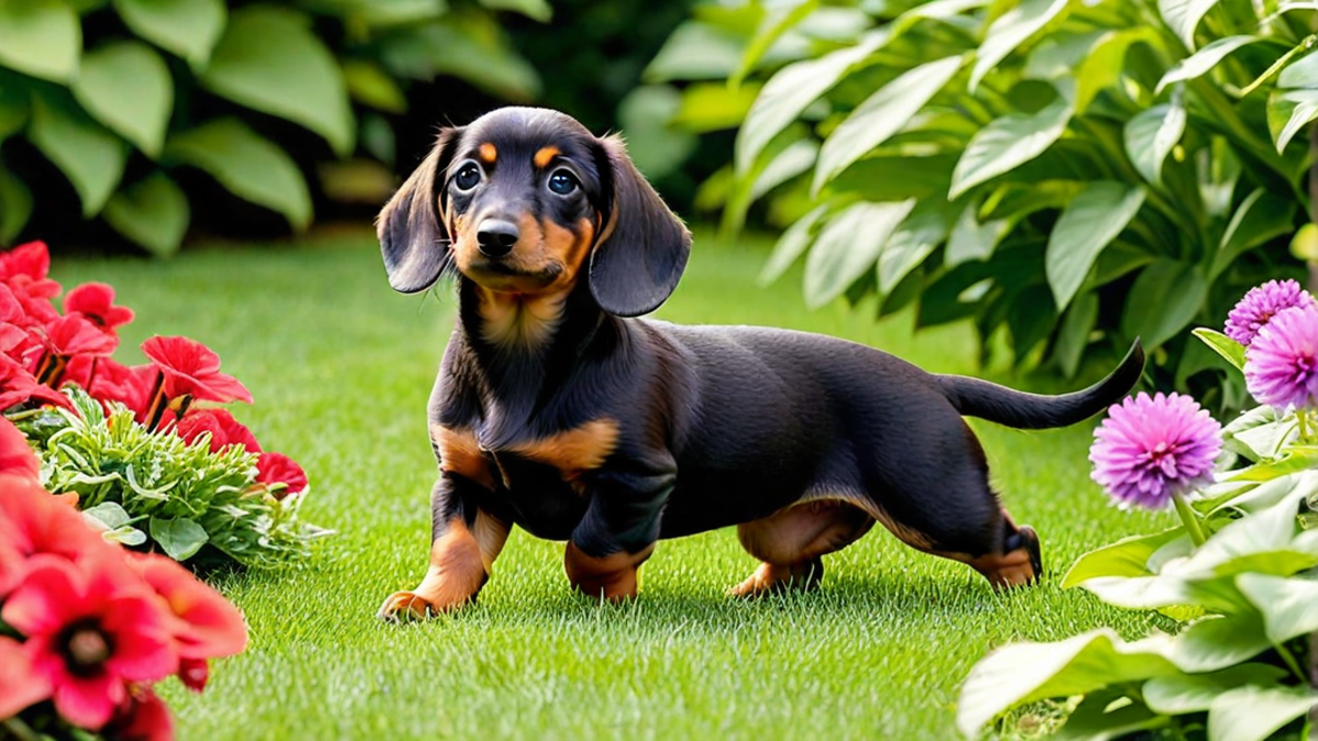 Playful Dachshund Puppy in the Garden