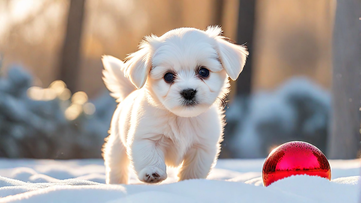 Playful Maltese Puppy with a Ball