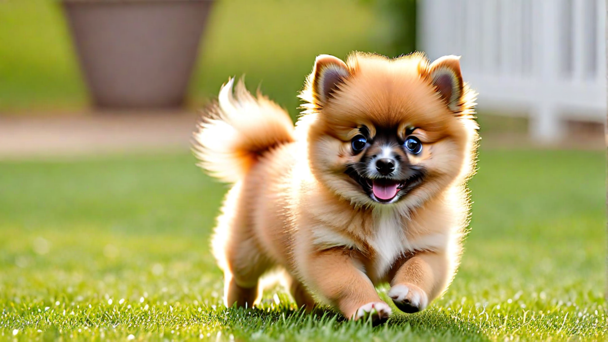 Pomeranian Puppy Chasing its Tail