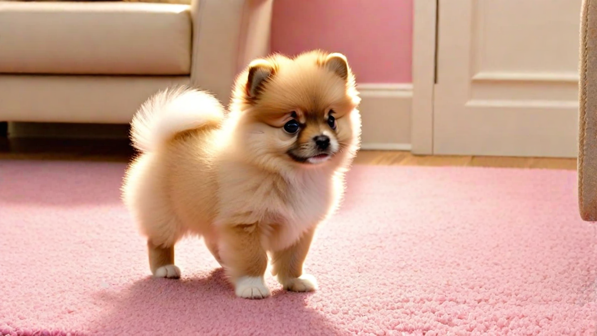 Pomeranian Puppy Learning to Walk