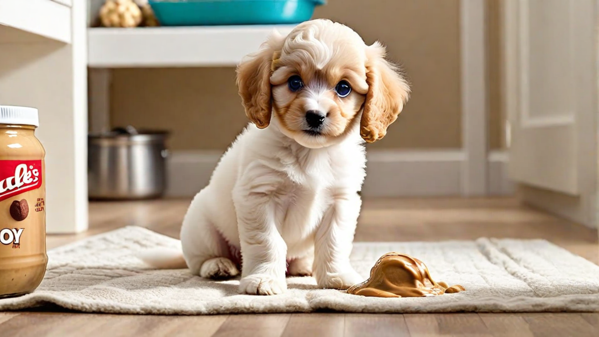 Poodle Puppy’s Reaction to First Taste of Peanut Butter