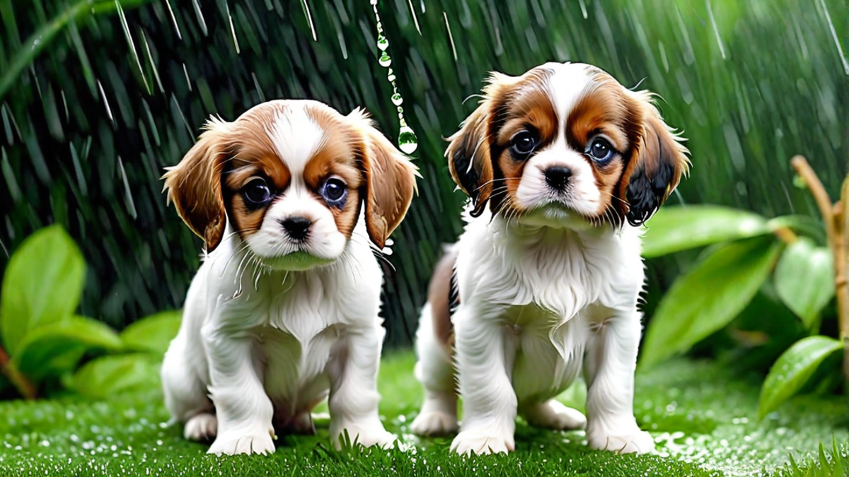 Puddle Paws: Cavalier Puppies Discover Rain