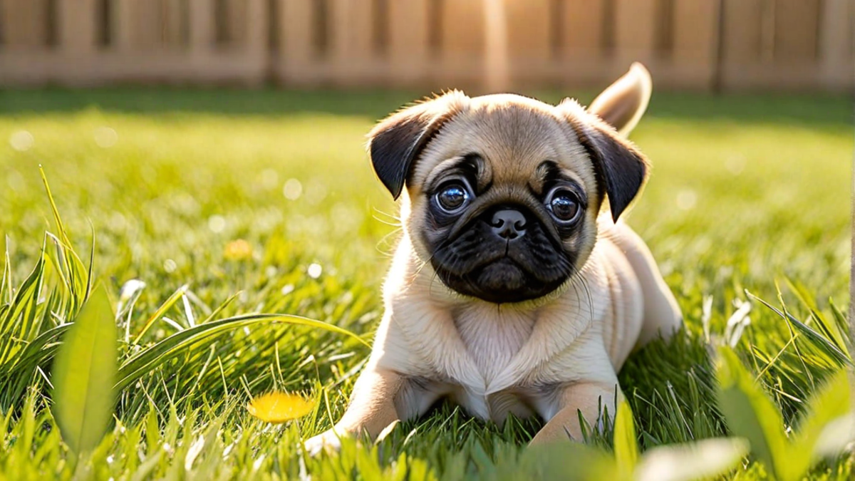 Pug Puppy Enjoying a Sunny Day