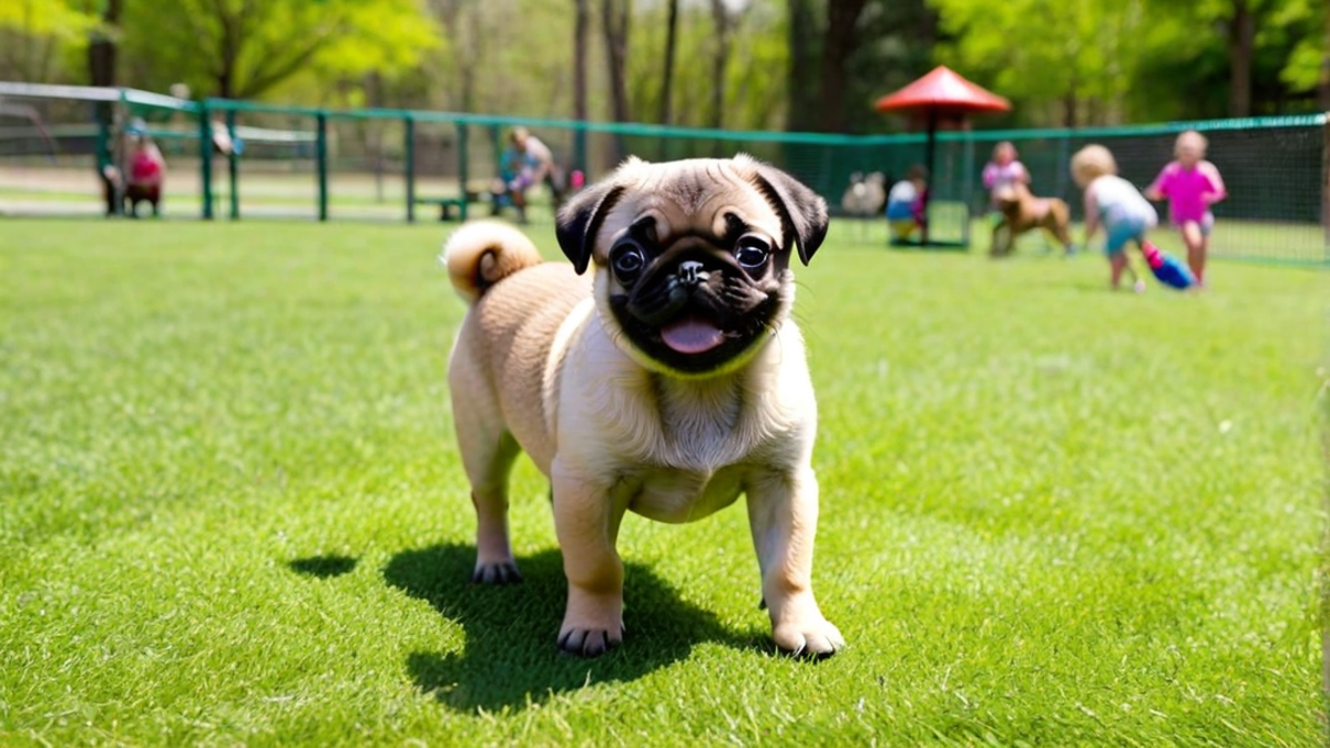 Pug Puppy Making New Friends