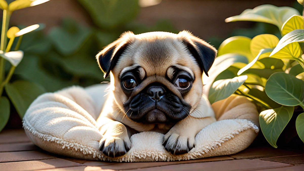 Pug Puppy Taking a Peaceful Nap in the Sun