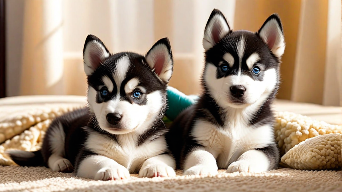 Puppies Snuggling with Their Toys