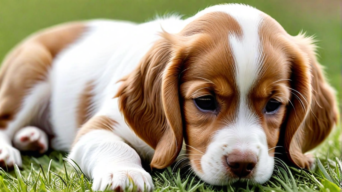 Puppy Yawns: Tired Brittany Spaniel Babies