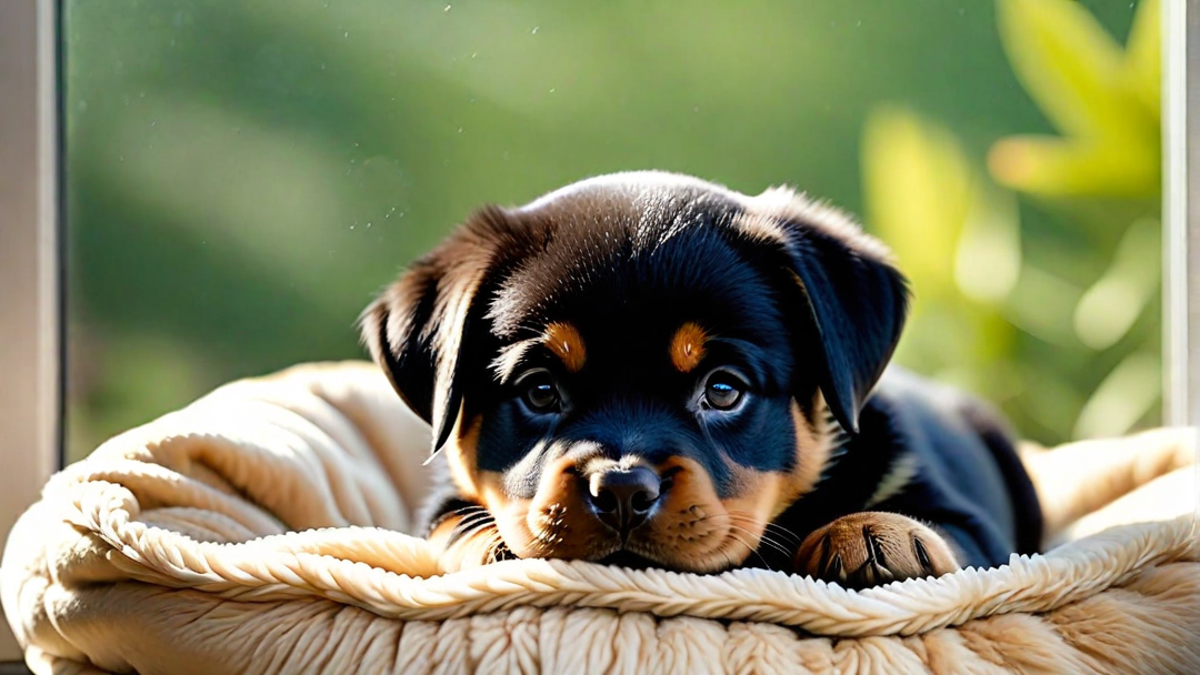 Quiet Moments with a Sleepy Rottweiler Puppy