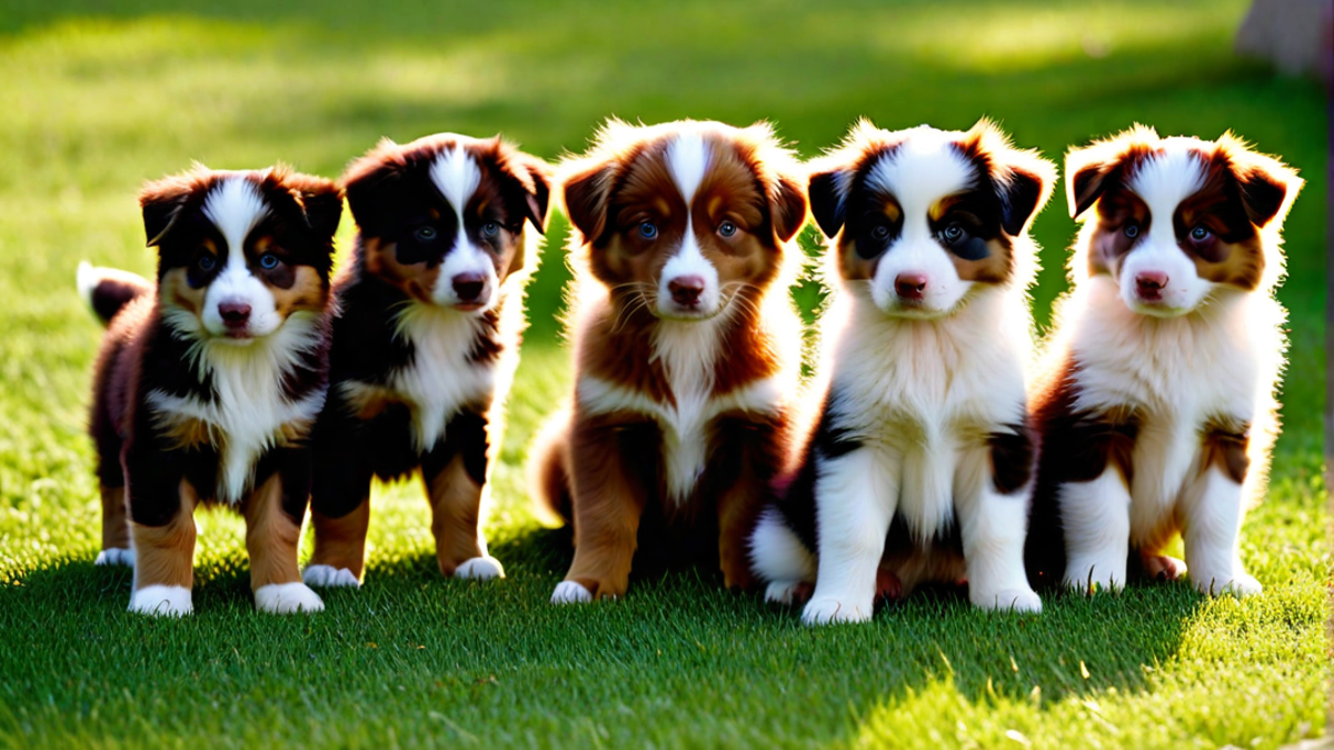 Red Tri Australian Shepherd Puppies in the Sun