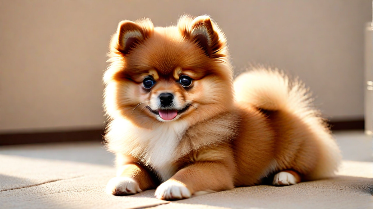 Reddish-Brown Pomeranian Puppy with Big Eyes