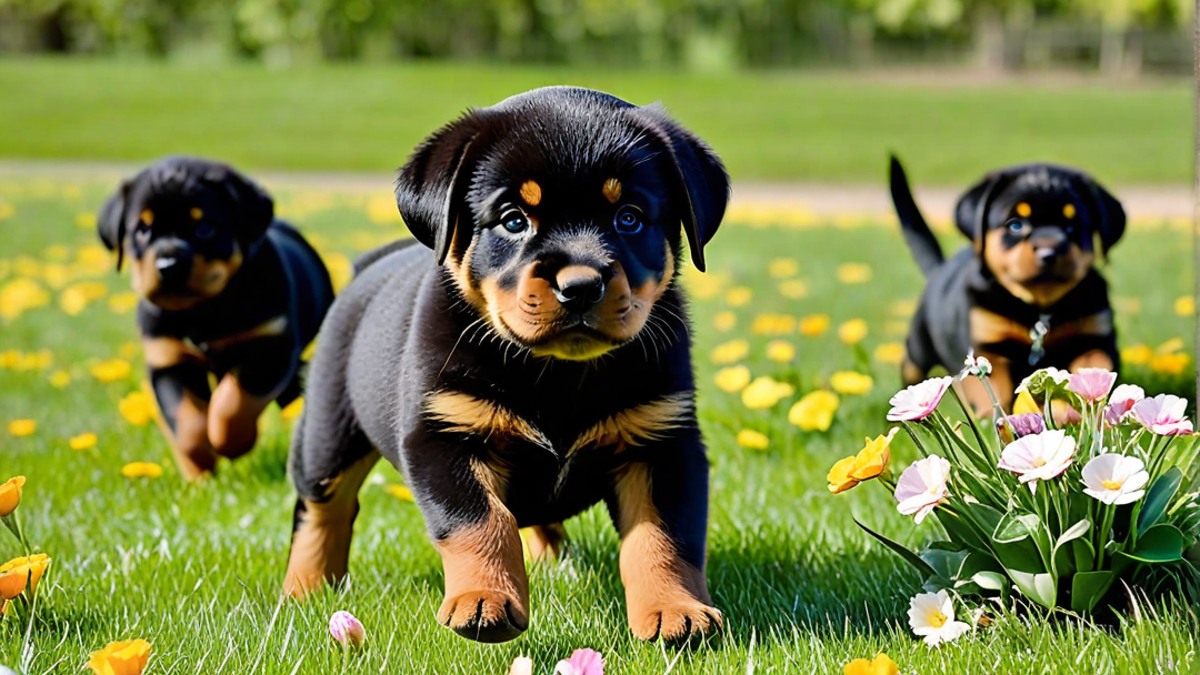 Rottweiler Puppies Discovering the Great Outdoors