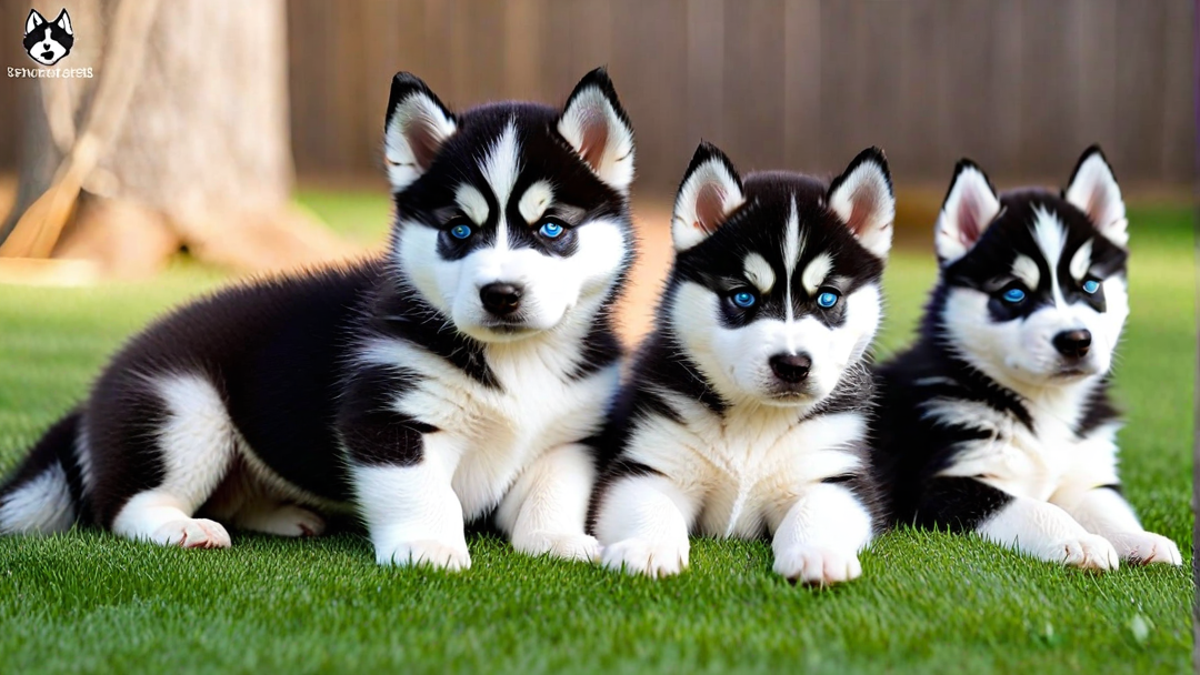 Siberian Husky Puppies With Bright Blue Eyes