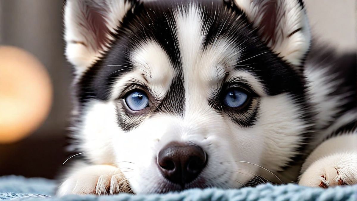 Siberian Husky Puppy Taking a Nap