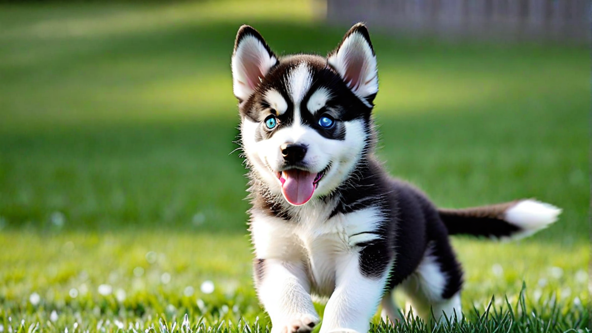 Siberian Husky Puppy in Mid-Play