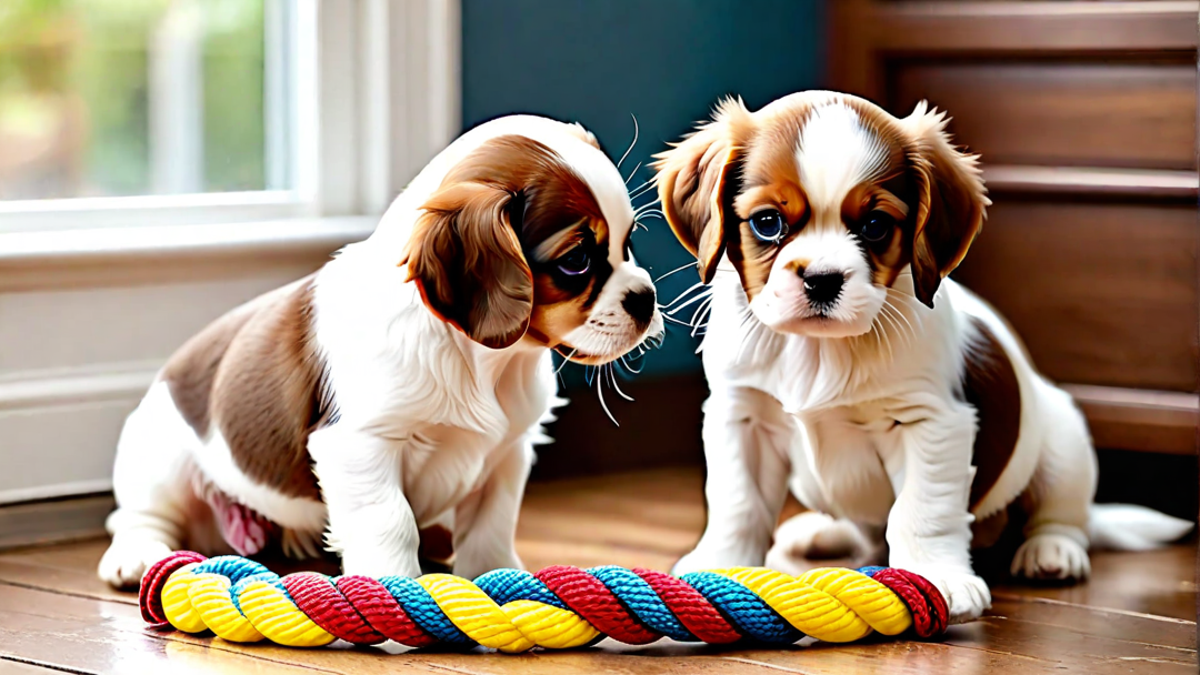 Sibling Rivalry: Cavalier Puppies Tug of War