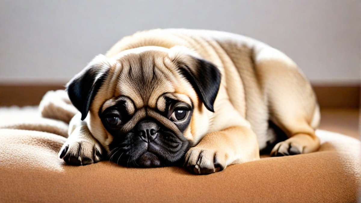 Sleeping Pug Puppy with Stuffed Animal