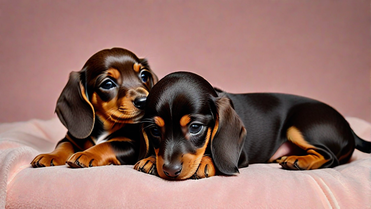 Sleepy Dachshund Puppies Pile