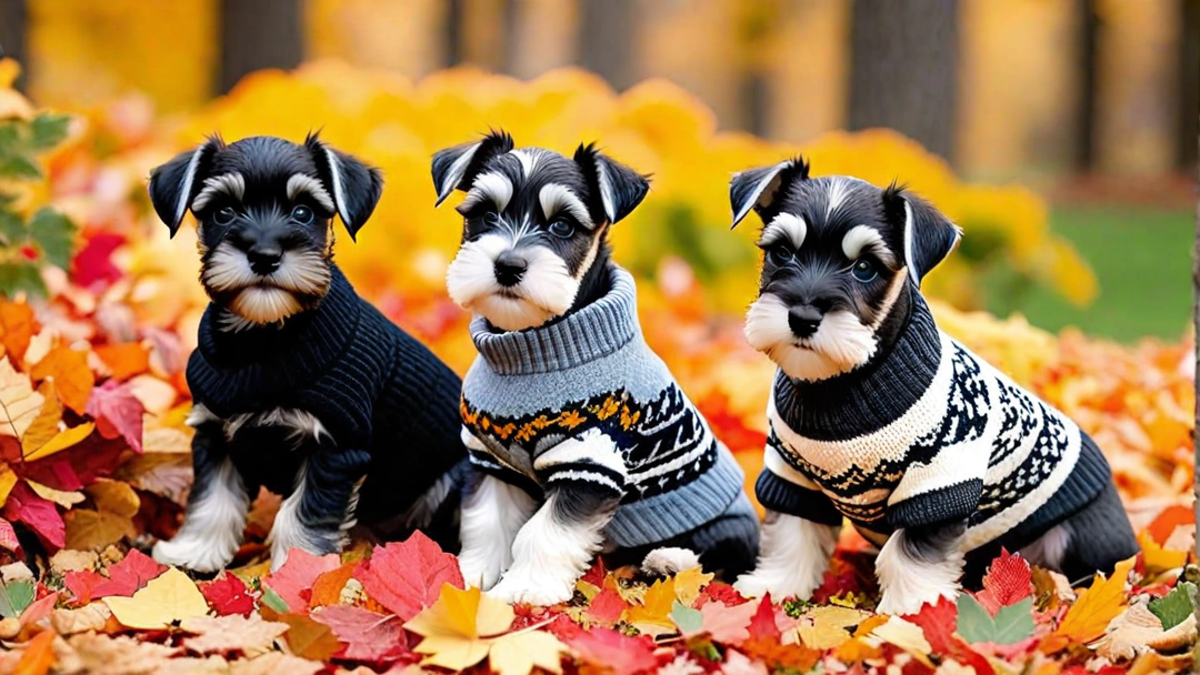 Stylish Miniature Schnauzer Puppies in Sweaters