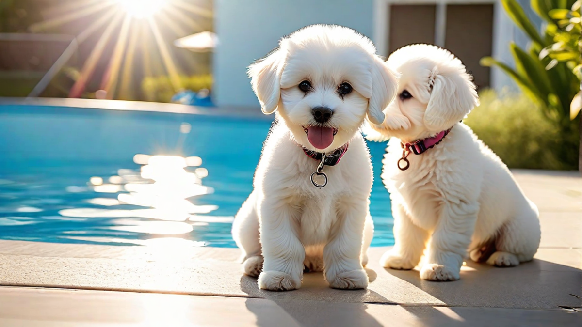 Summer Fun with Bichon Frise Puppies in the Pool