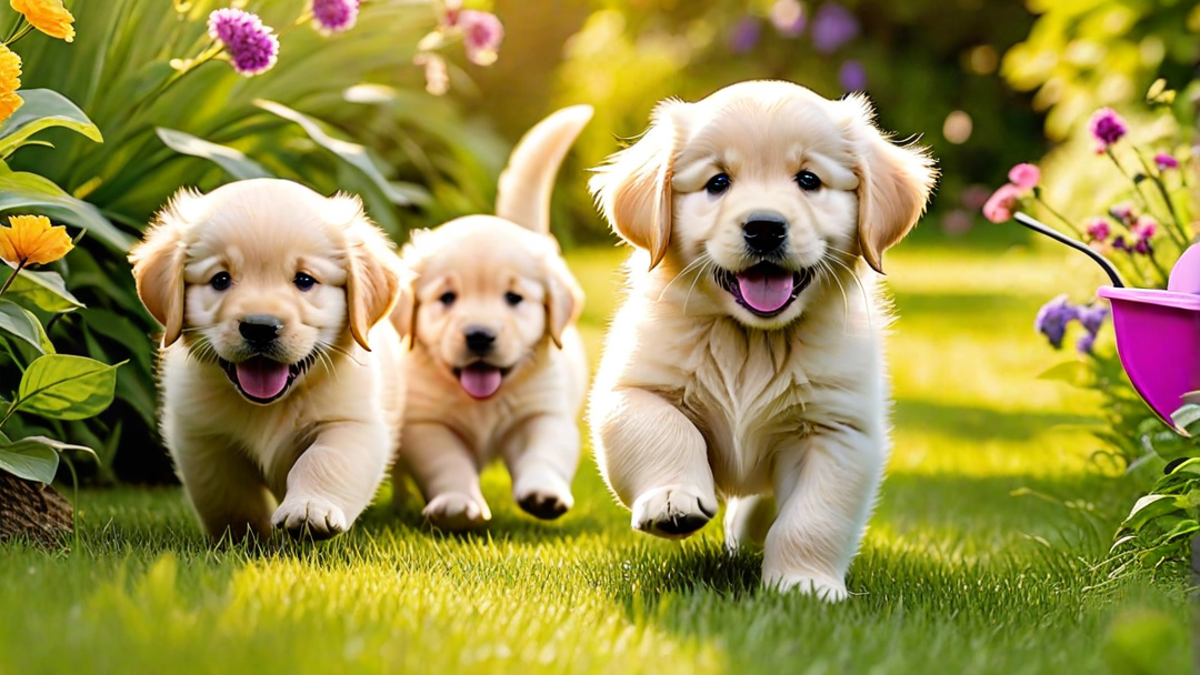 The Many Faces of Golden Retriever Puppies at Play