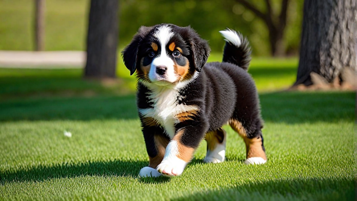 Tiny Bernese Puppy Taking Its First Steps