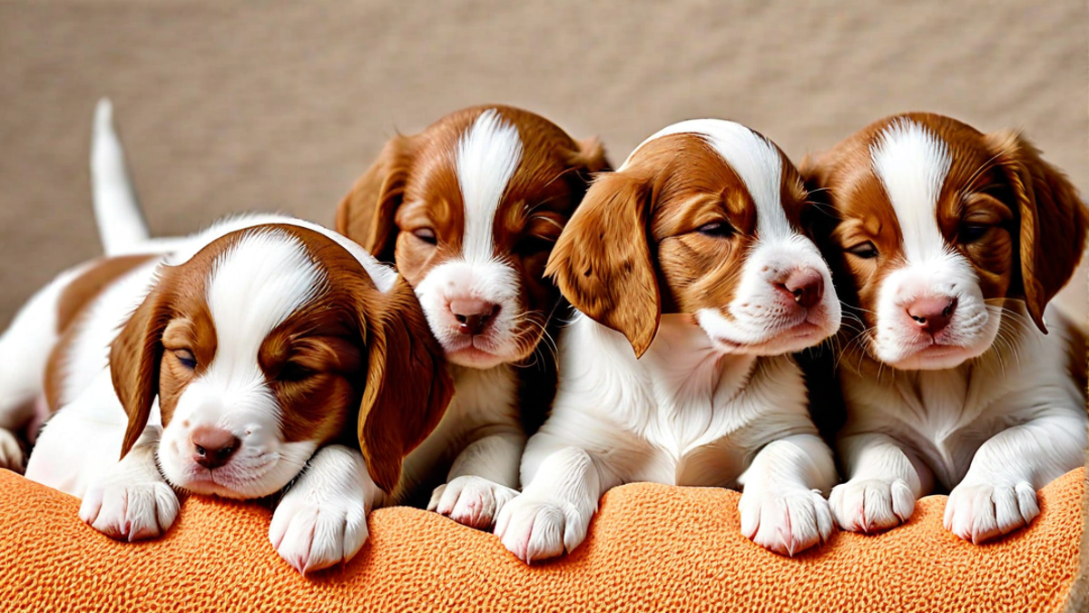 Tiny Brittany Spaniel Puppies Sleeping Together